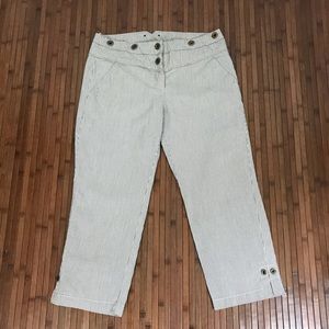 Cartonnier Blue White striped button cropped pants